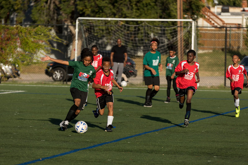 Kids playing soccer